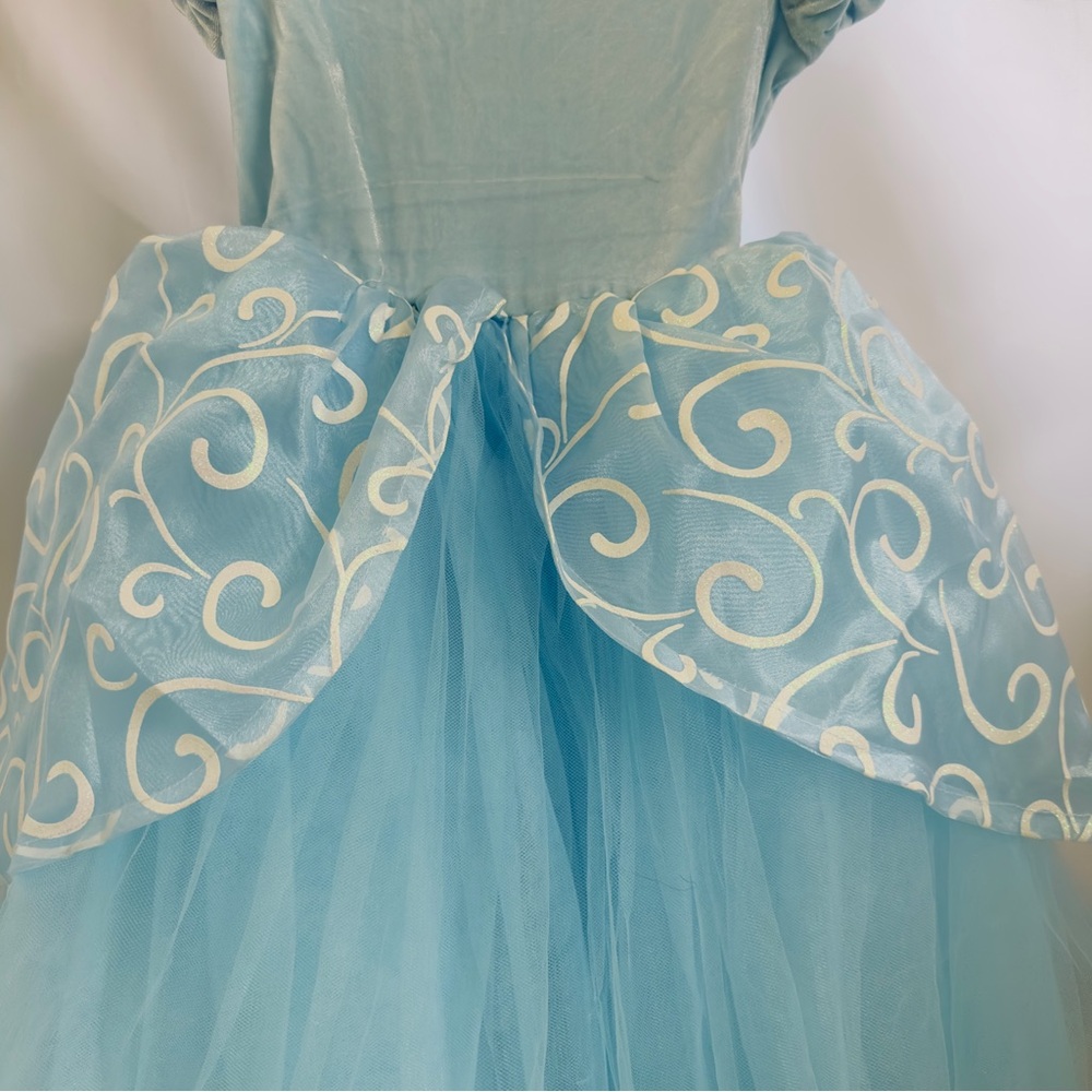 Light Blue Princess Tulle Costume Dress for Girls Cinderella w Gloves 4/5T - Picture 3 of 16
